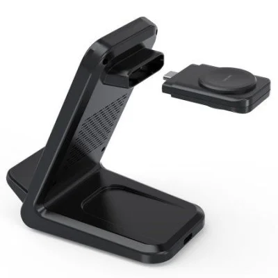 Choetech 3In1 Wireless Charging With Removable Iwatch Charger Holder Black